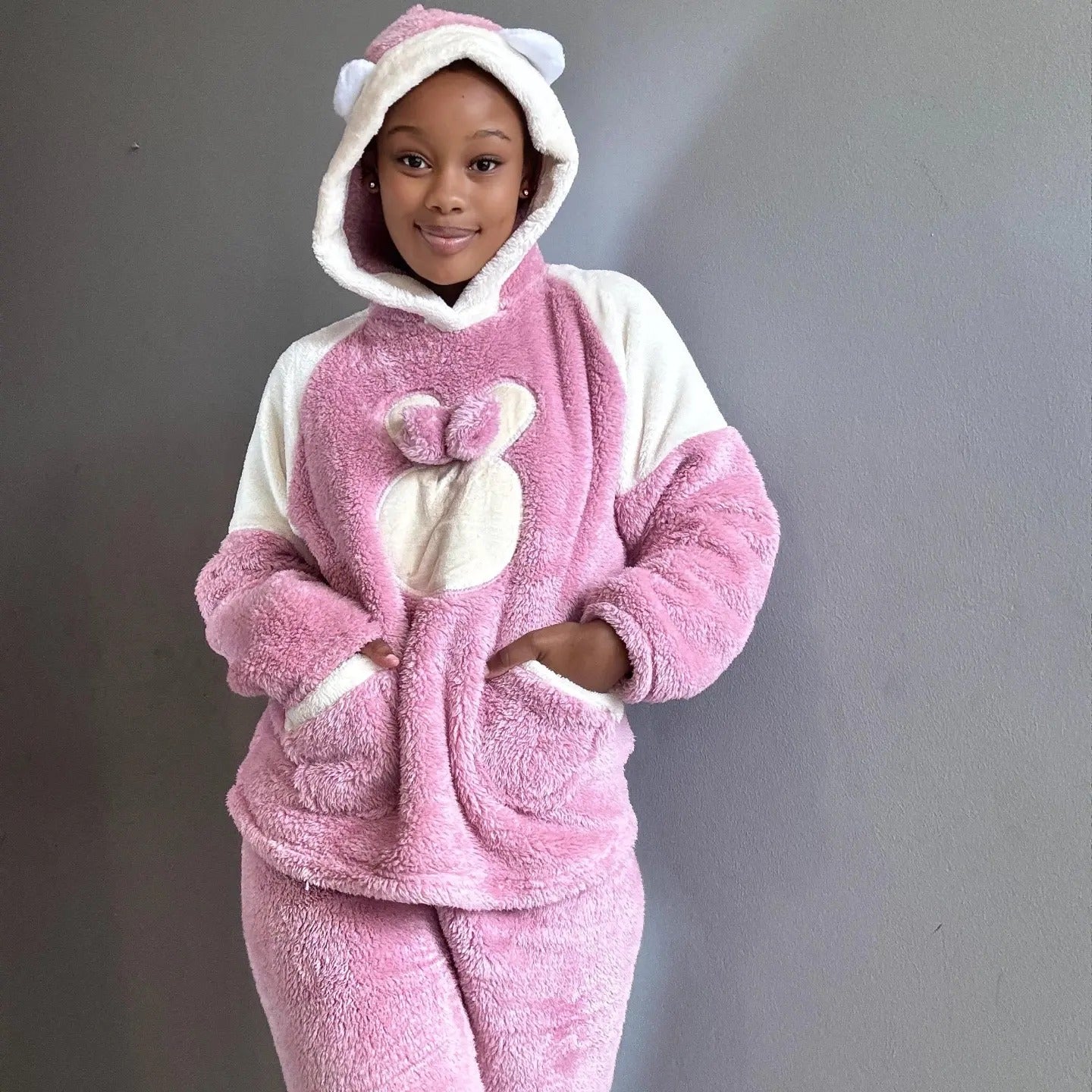 Hooded Warm Fleece Pyjamas