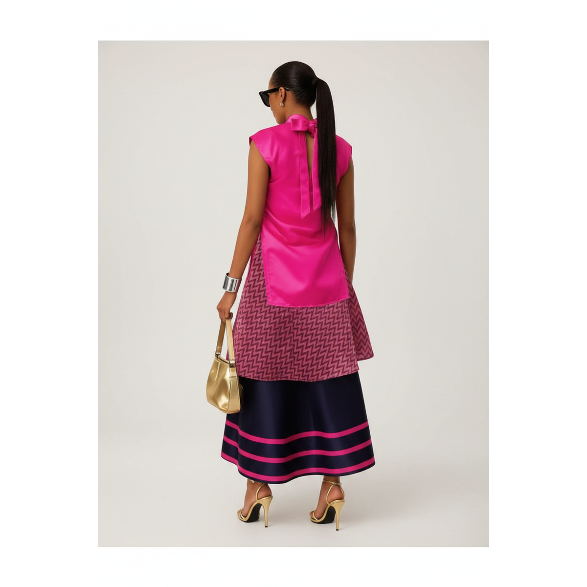 Sleeveless High-Neck Modern Traditional African Two-Piece Set