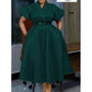 Elegant Overlap Collar A-line Midi Dress.