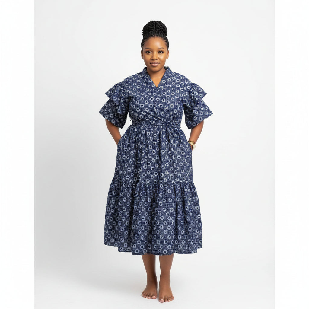 Ankara Pleated Traditional Maxi Dress.