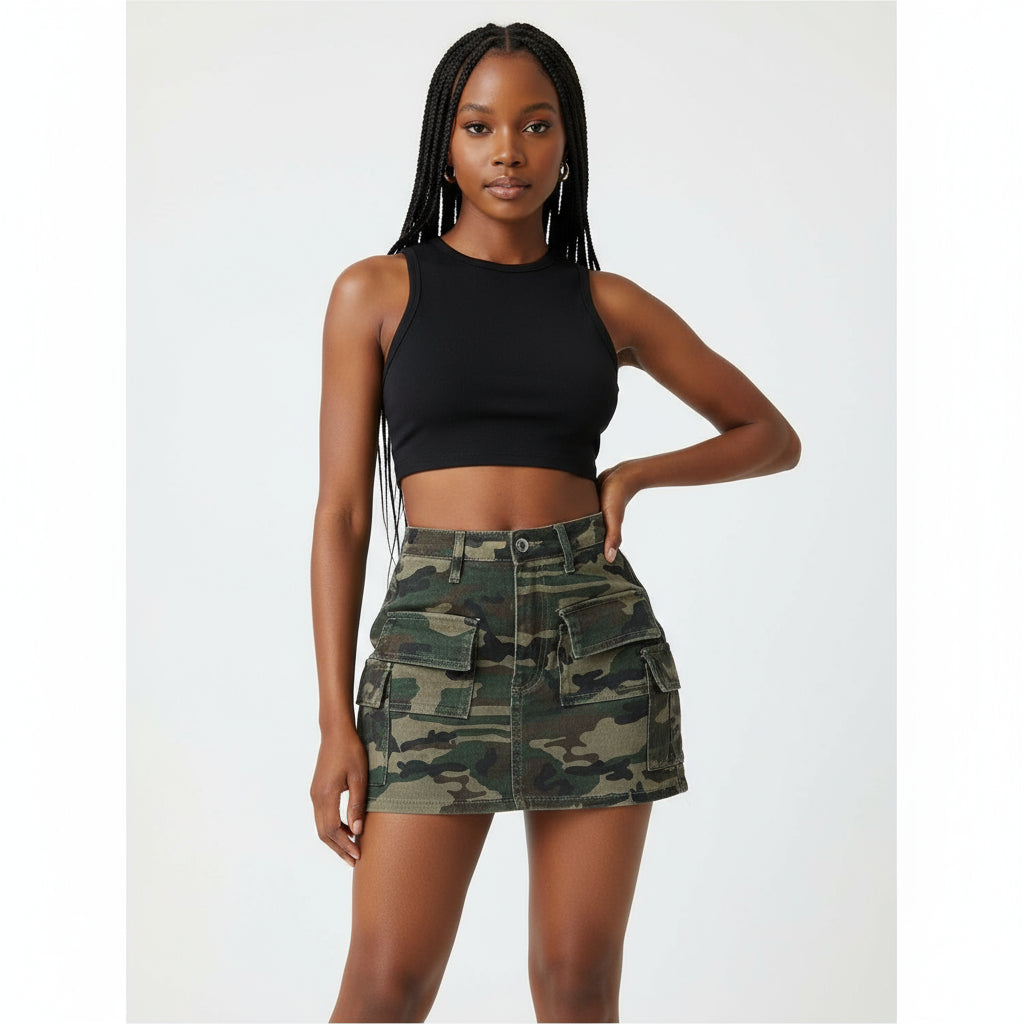 Camouflage Denim Mini Skirts