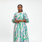 Plus Size Bohemian Print Belted Midi Dress