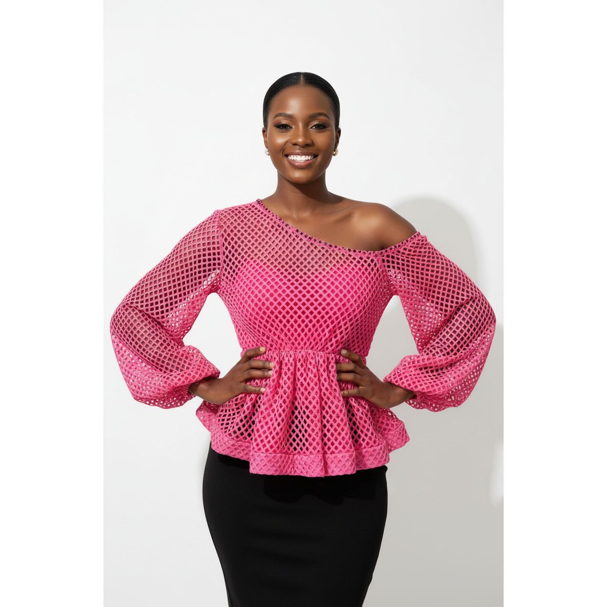 One Shoulder Off Sexy Hollow Out Camisas Top.