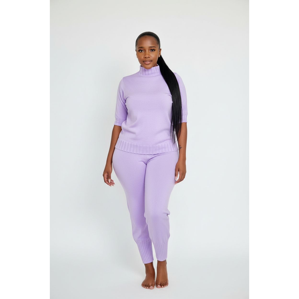 Knitted 3Quarter Sleeve Top Plus Pant Set.