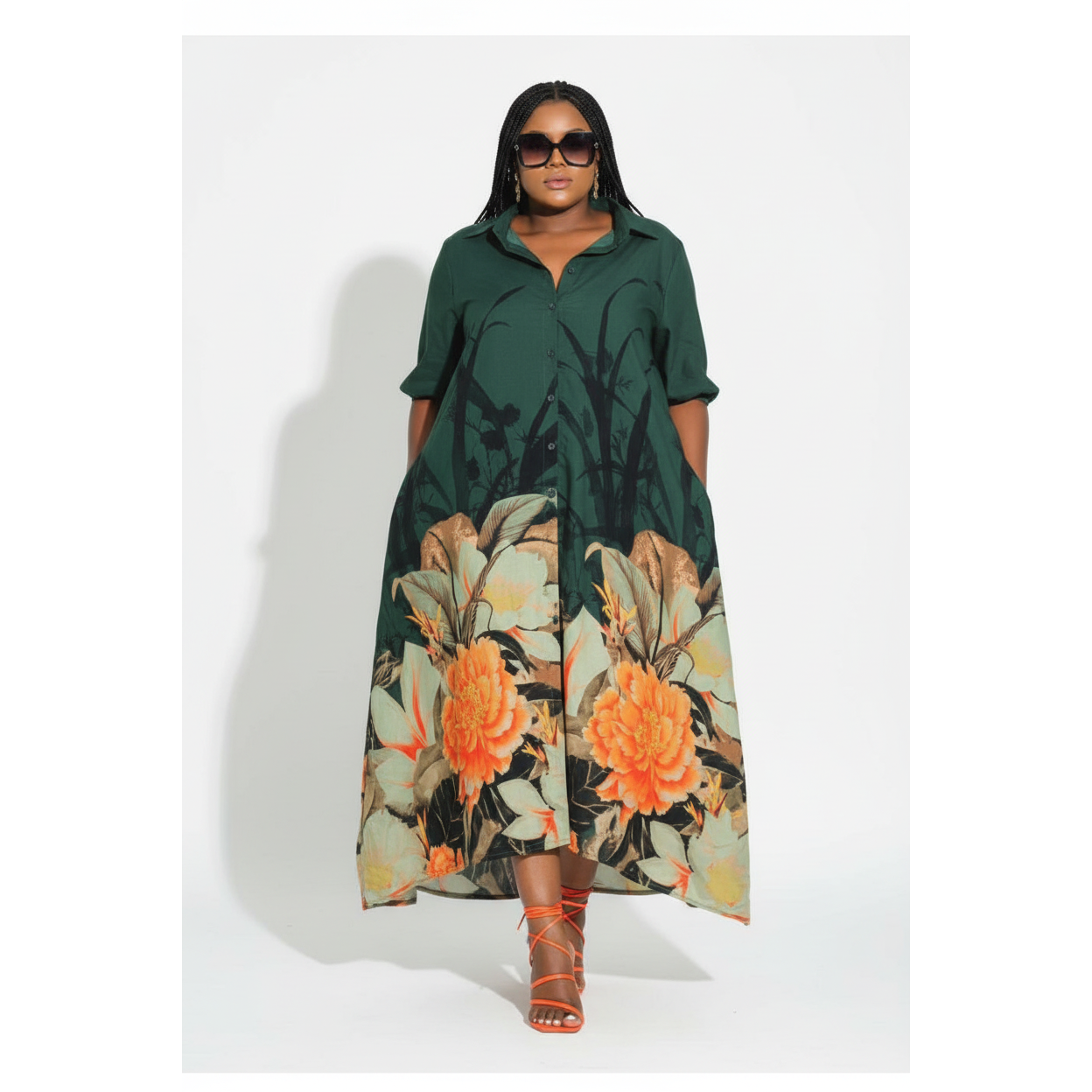 Button Detailed Bottom Floral Dress