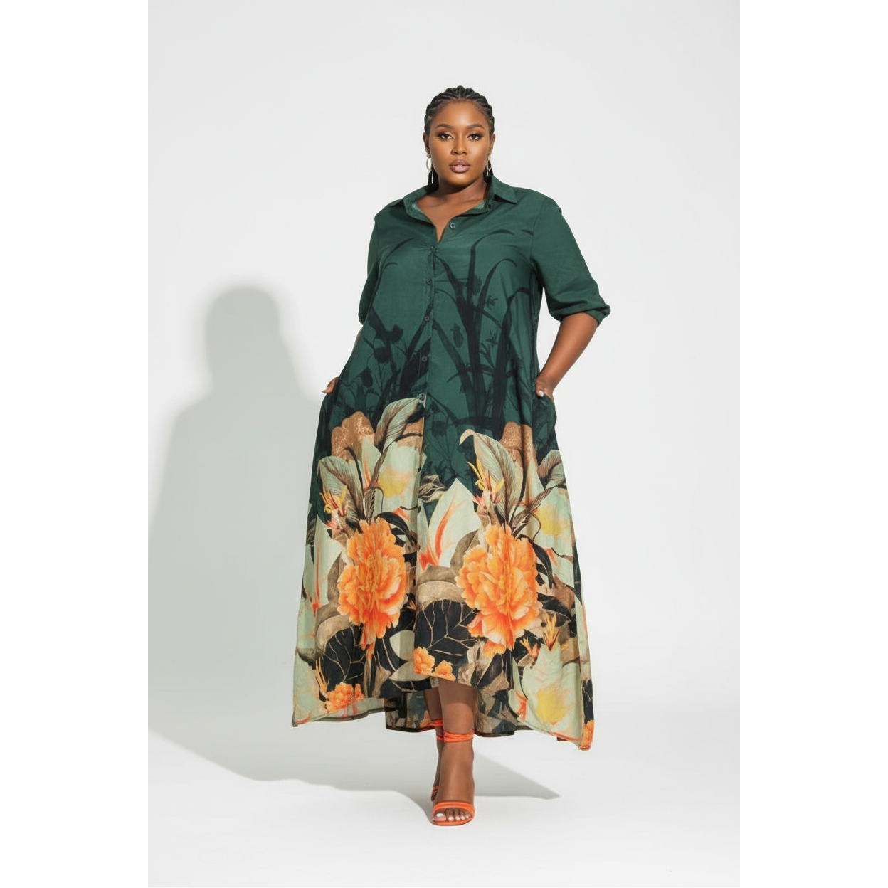 Button Detailed Bottom Floral Dress