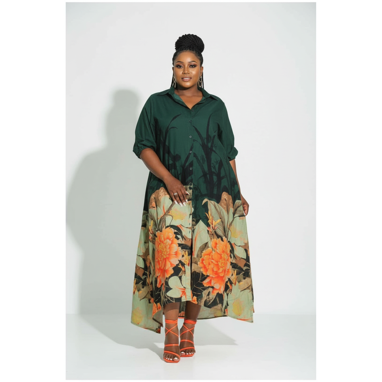 Button Detailed Bottom Floral Dress