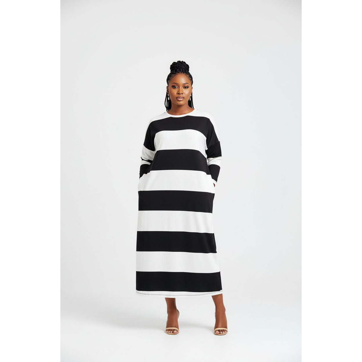 Long Sleeve Striped loose T-shirt dress