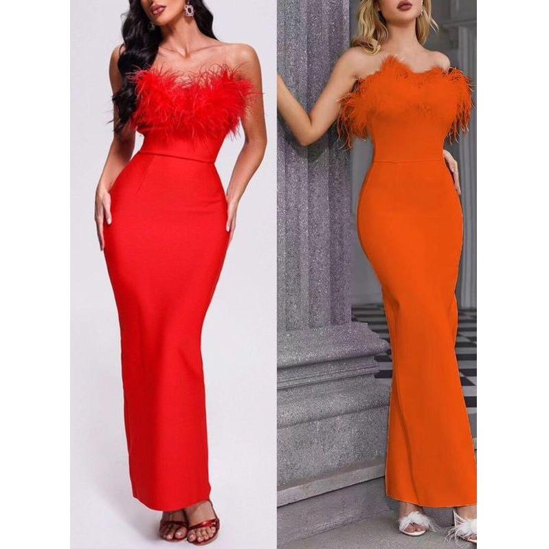 Sexy Bandage Feather Dress