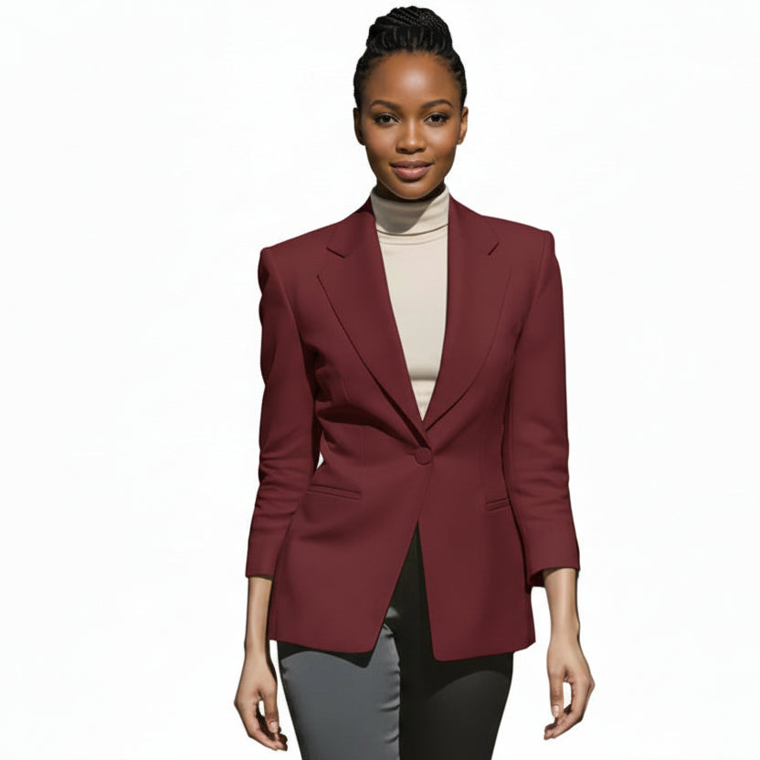 Gauged Sleeve Notch Collar Blazer