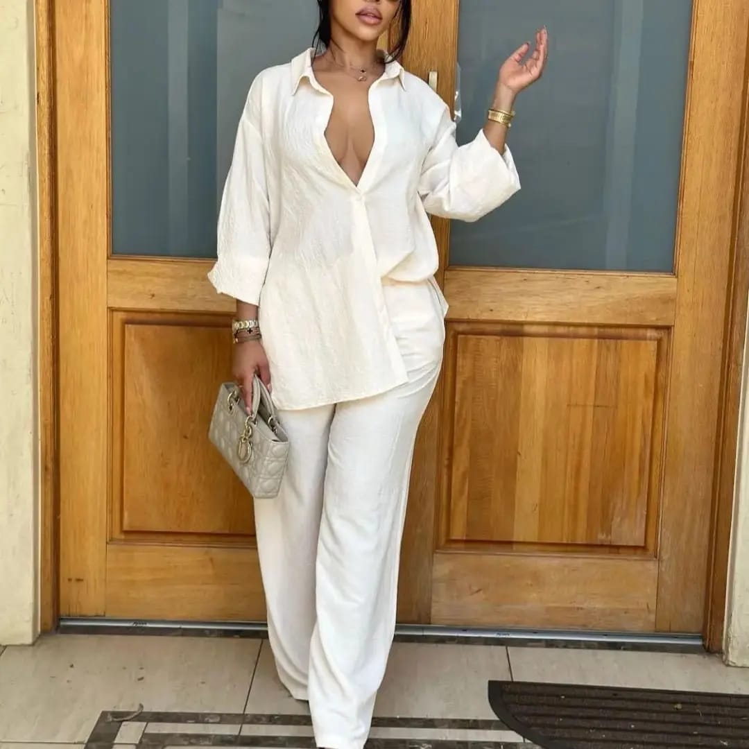 Vintage Buttoned Top & Pant Set