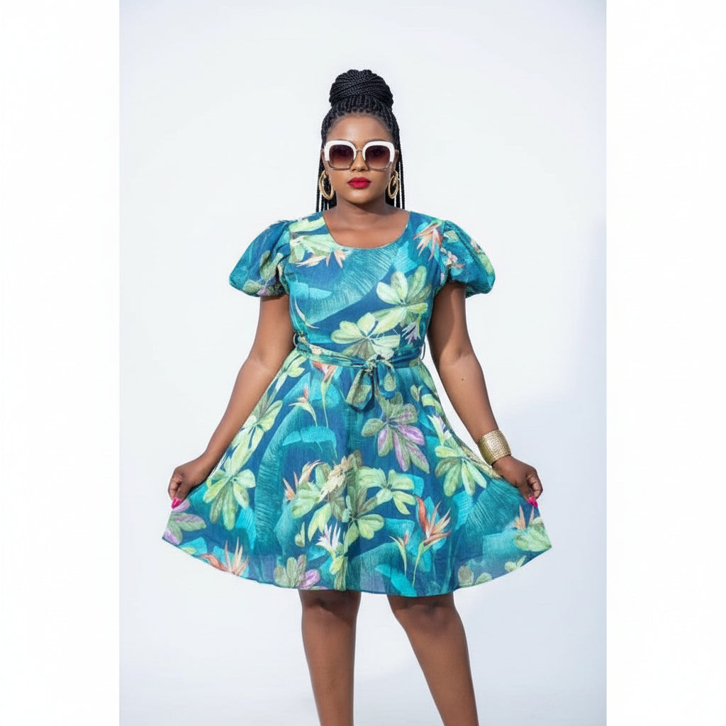 Short Sleeve Floral Dress