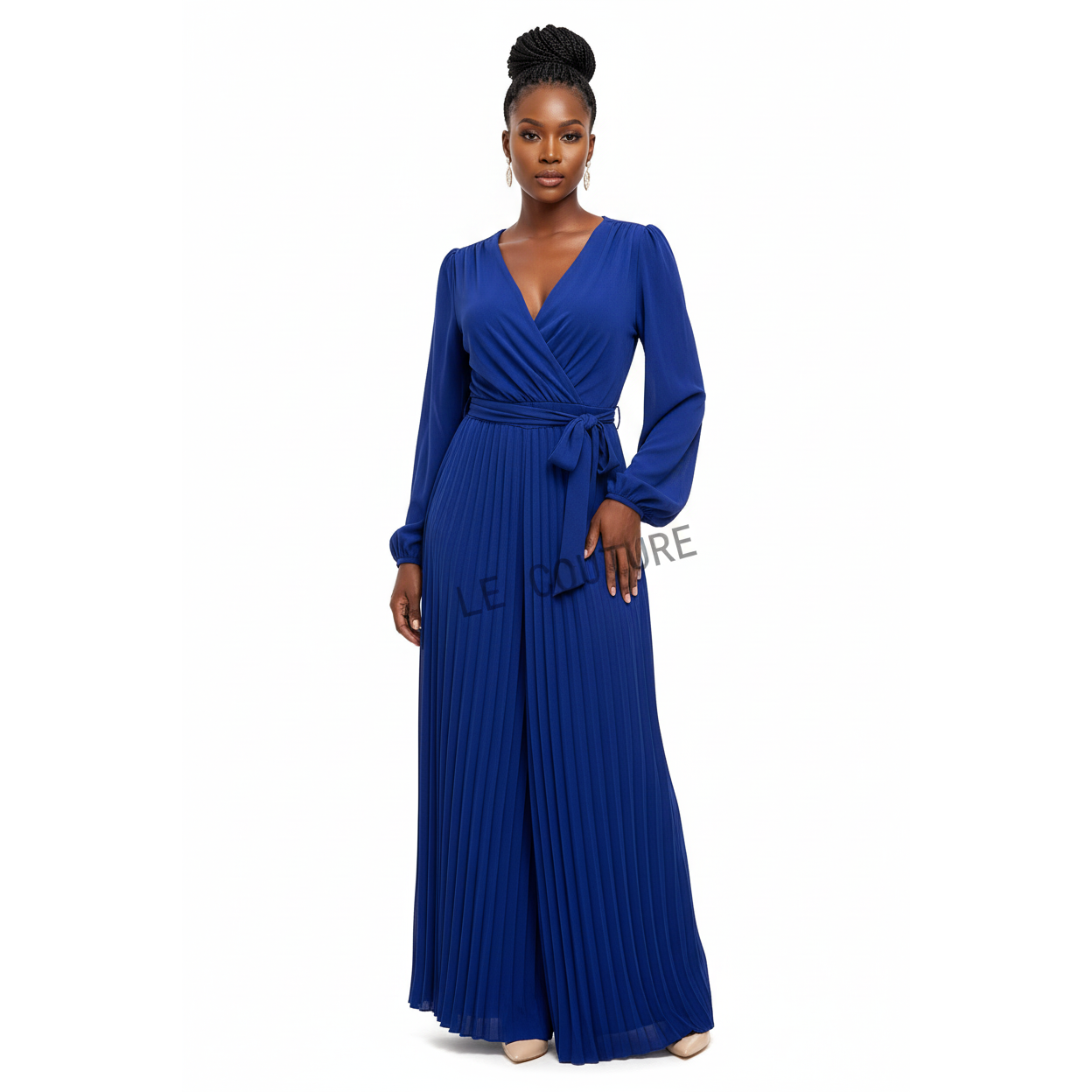 Sexy Pleated V-Neck Jumpsuit