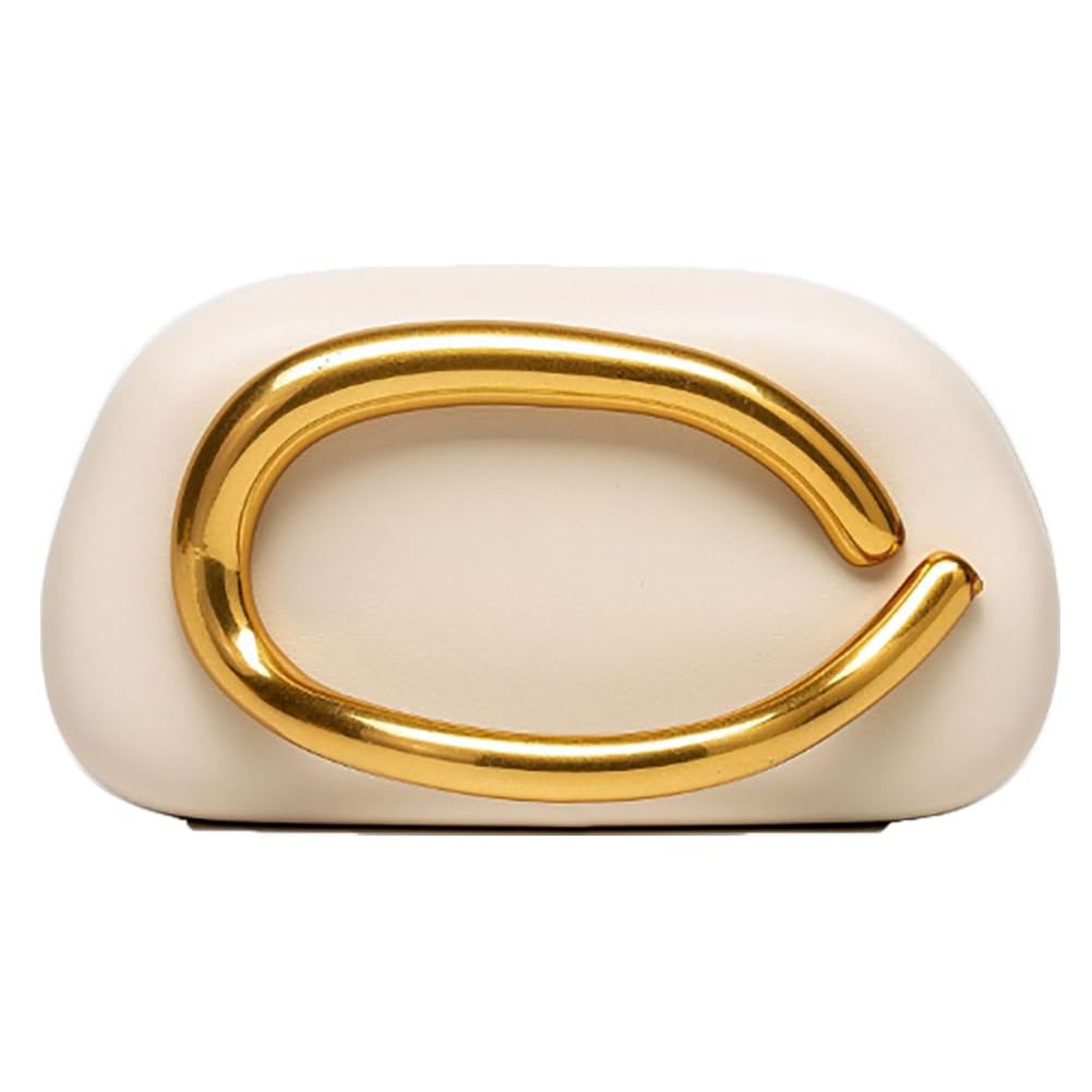 Ladie's Gold Metal Handle Clutch Bag
