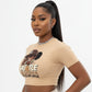 Women's Short Sleeve Hustle Graphic Crop Top