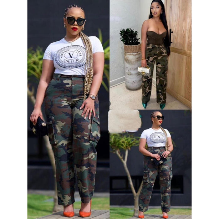 Amazon.com: Women's Camo Cargo Pants High Waist Camouflage Casual Long  Skinny Joggers with Pockets : Clothing, Shoes & Jewelry