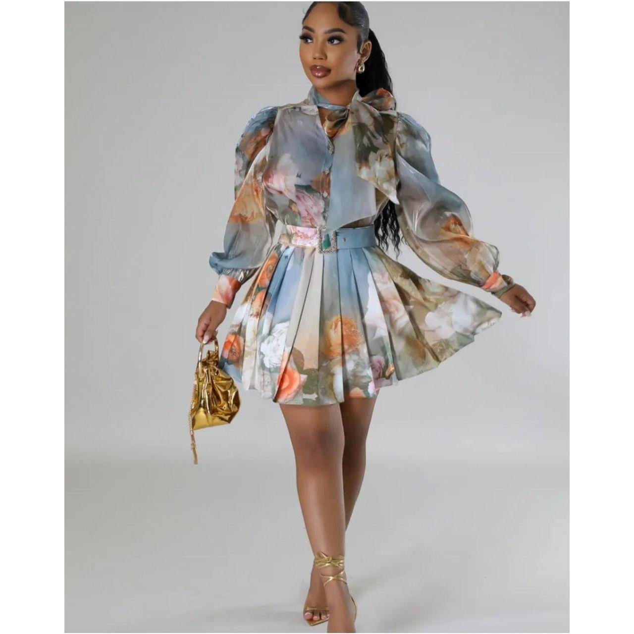 Retro slim pleated dress