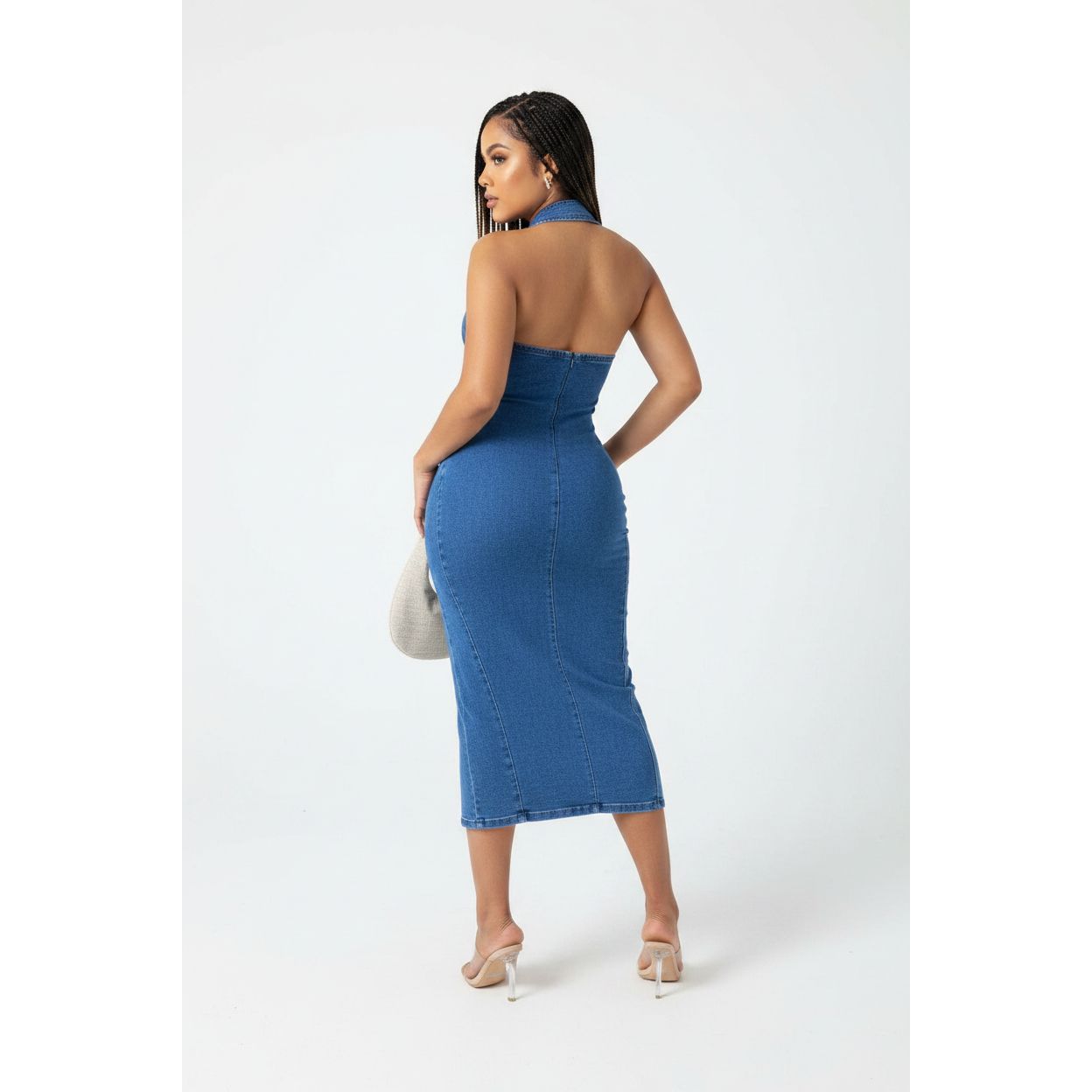 Sleeveless Buttoned Denim Dress