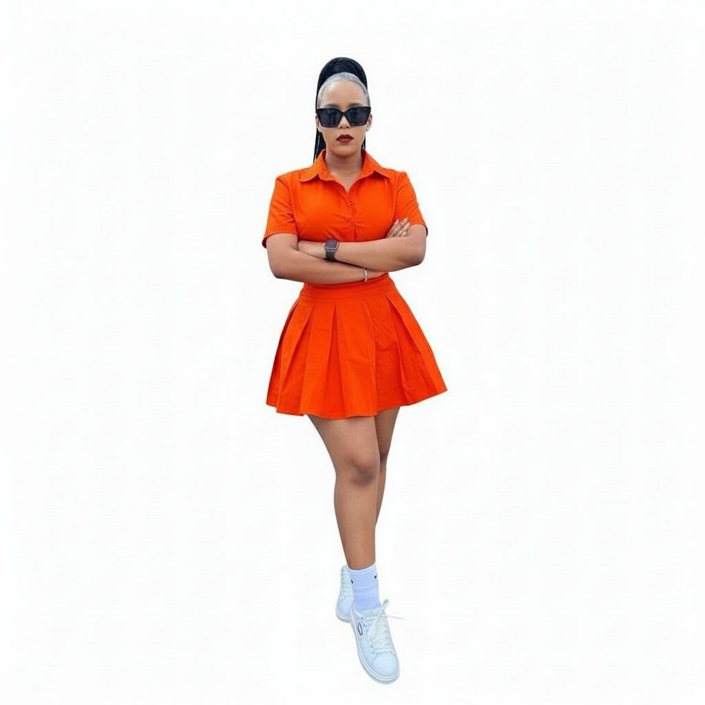 Mini Pleated Skirt and Top Set