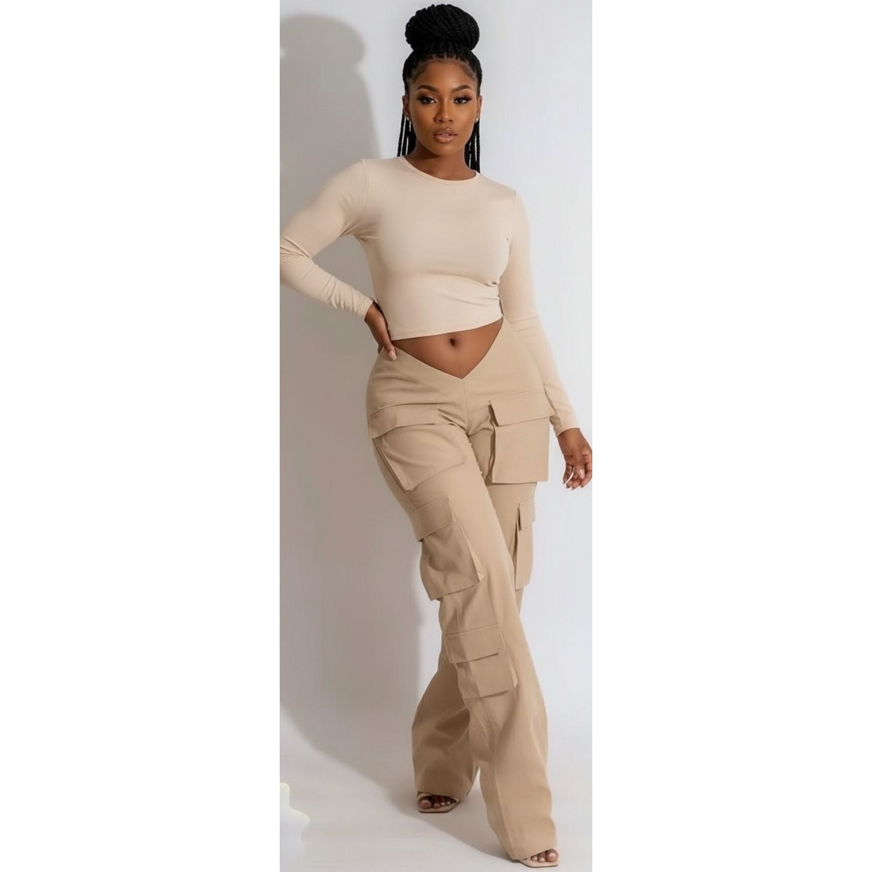 Slim Drawstring Wide Leg Pant
