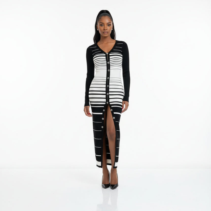 Sexy Buttoned Knitted Dress