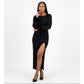 Split High Waist Long Sleeve Dress