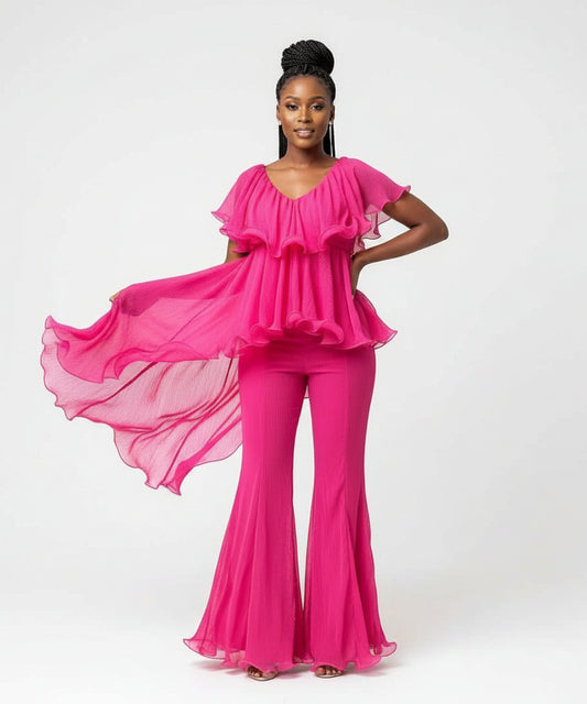 Color pallet ruffle lightweight two pcs set