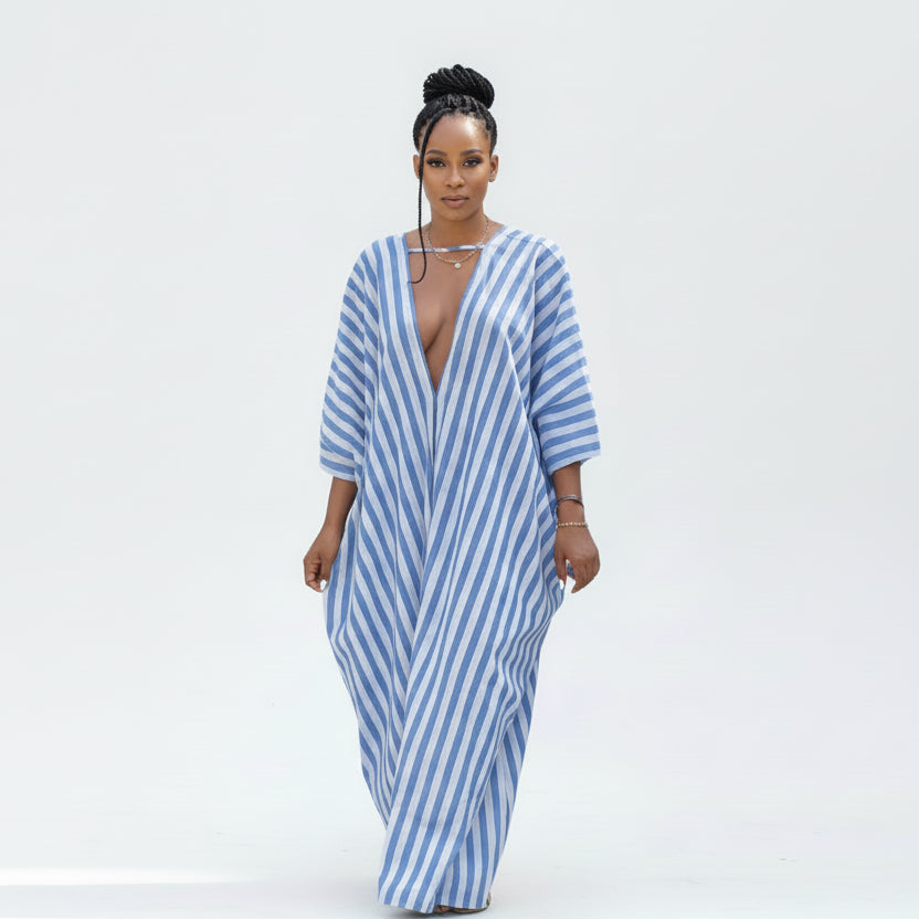 Striped Bubu Kaftan Maxi Dress