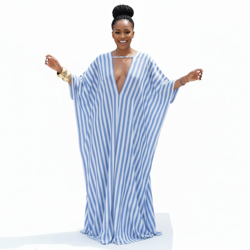 Striped Bubu Kaftan Maxi Dress