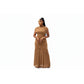 Ruched Mesh Cap Sleeveless Maxi Dress