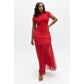 Ruched Mesh Cap Sleeveless Maxi Dress