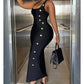 Button Detailed Bandage Dress