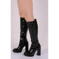 Long Glossy Thick Heel Boots