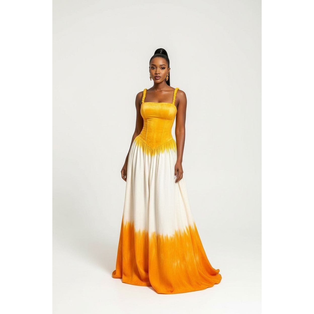 Corset Style Long Tie-Dye Maxi Dress