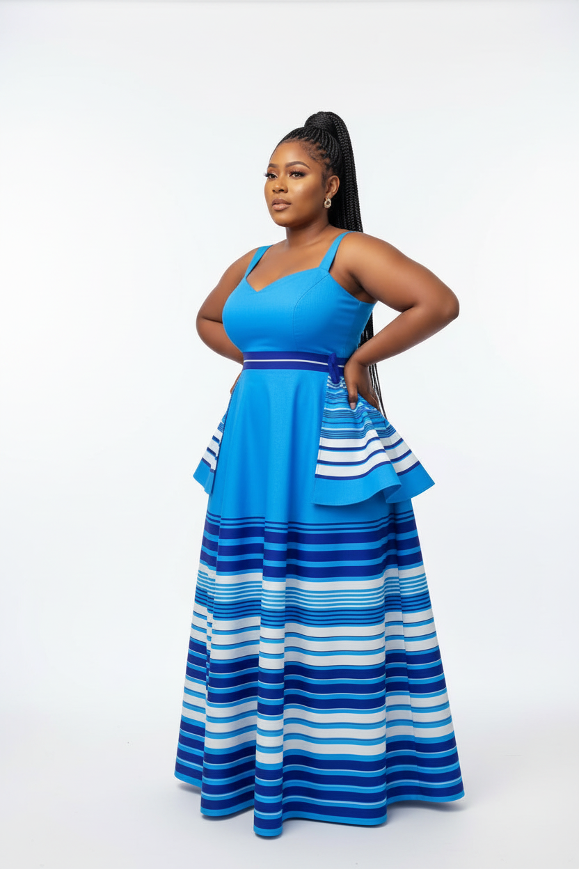 African Stripe Print Tube Thin Strap Bodycon Ankara Dress