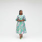 Plus Size Bohemian Print Belted Midi Dress