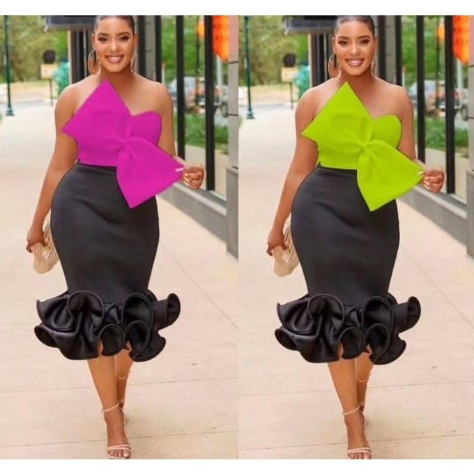 Blue Bow With Ruffles Bow Ruffle Two Piece Set — YELLOW SUB TRADING