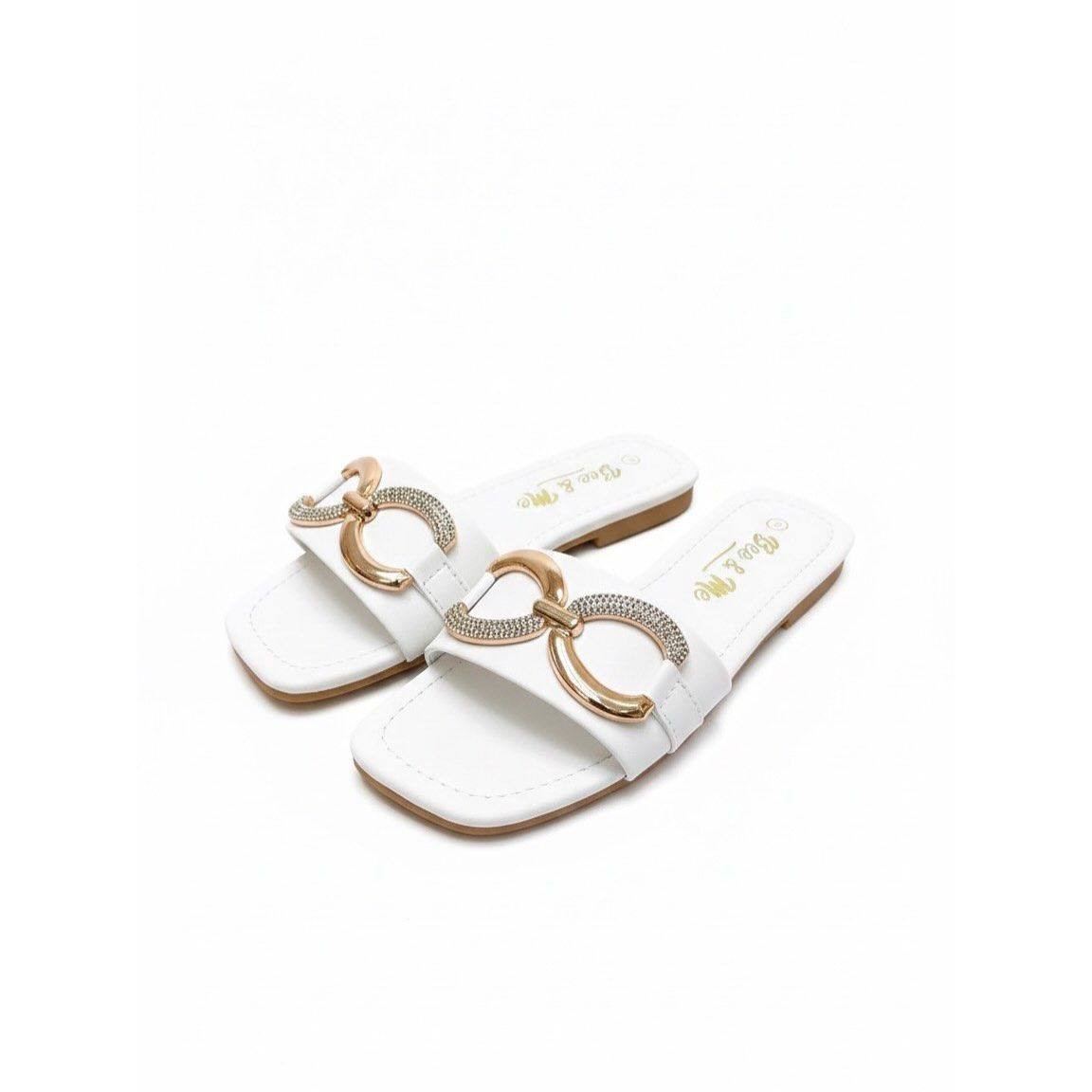 Women's Chain Detail Flat Slide Sandals