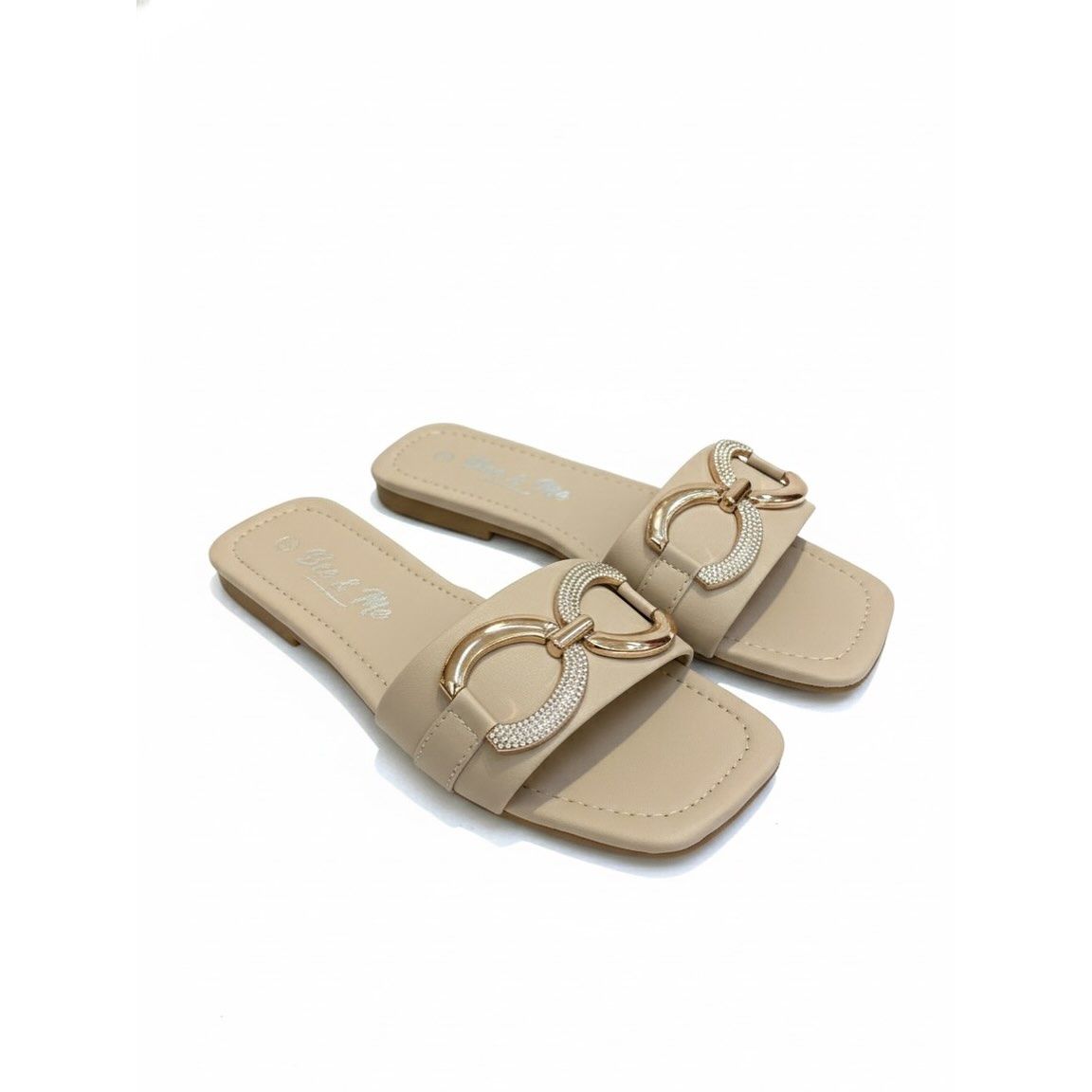 Women's Chain Detail Flat Slide Sandals