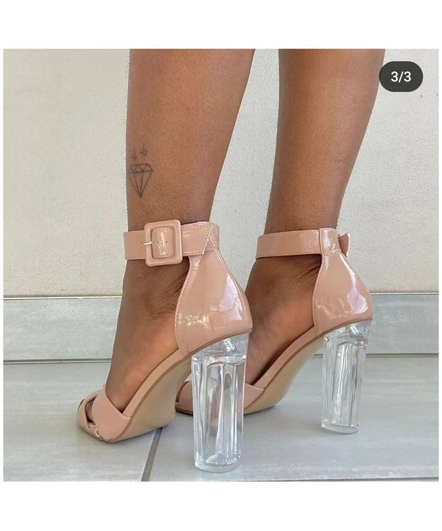 Vintage Ankle Strap Transparent Heels