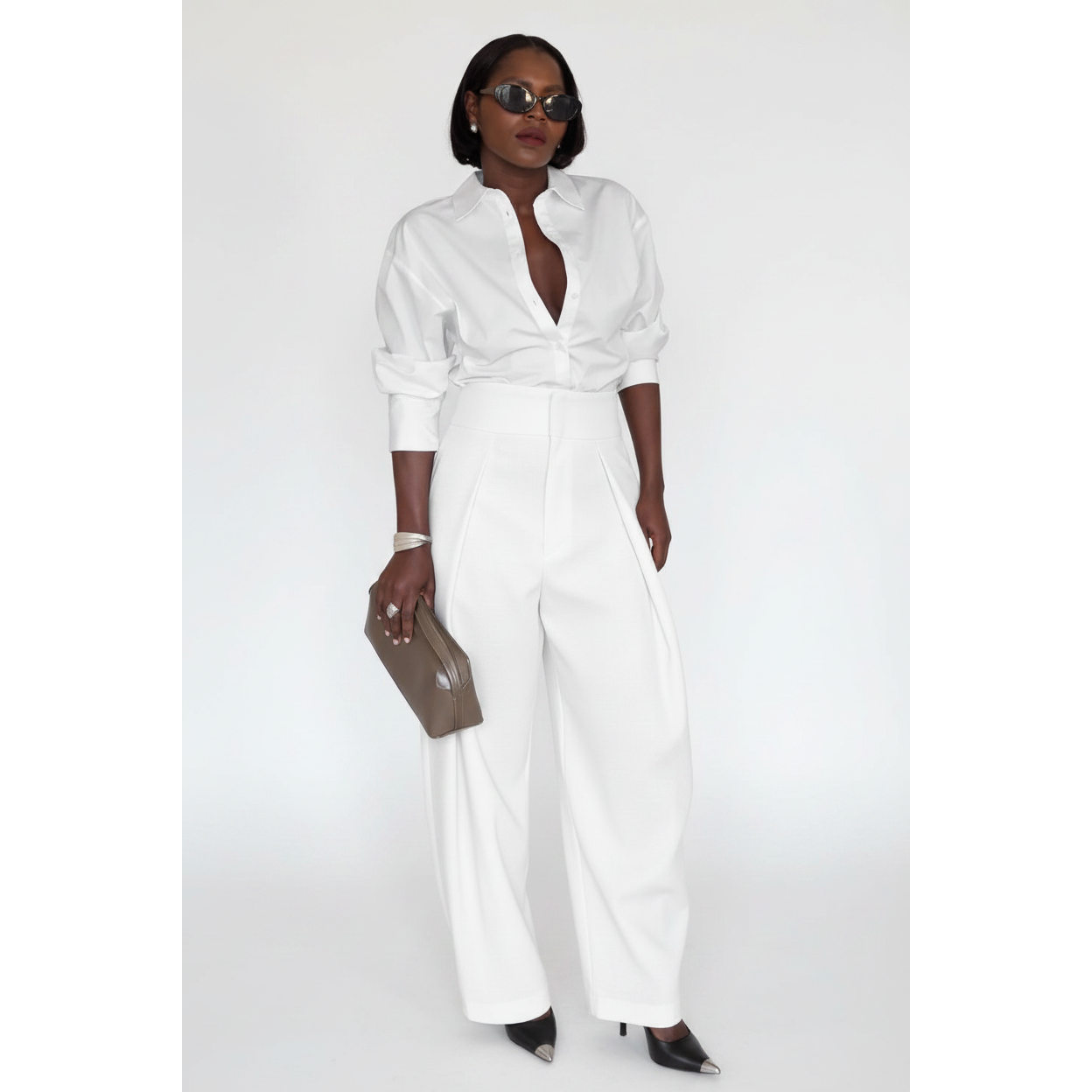 Smart Casual High-Waist Pleated Wide Leg Pants