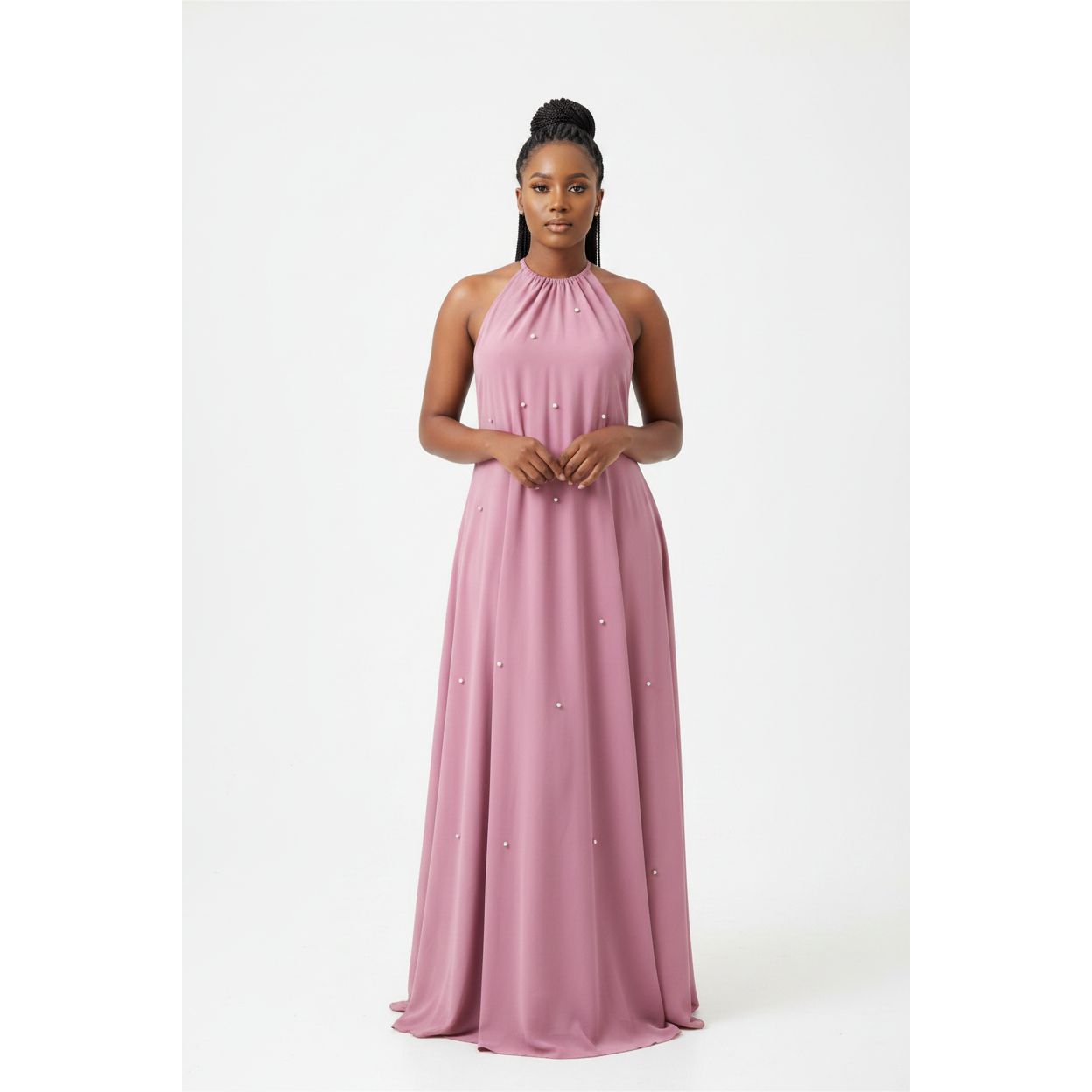 Pearls Sleeveless Maxi Dress