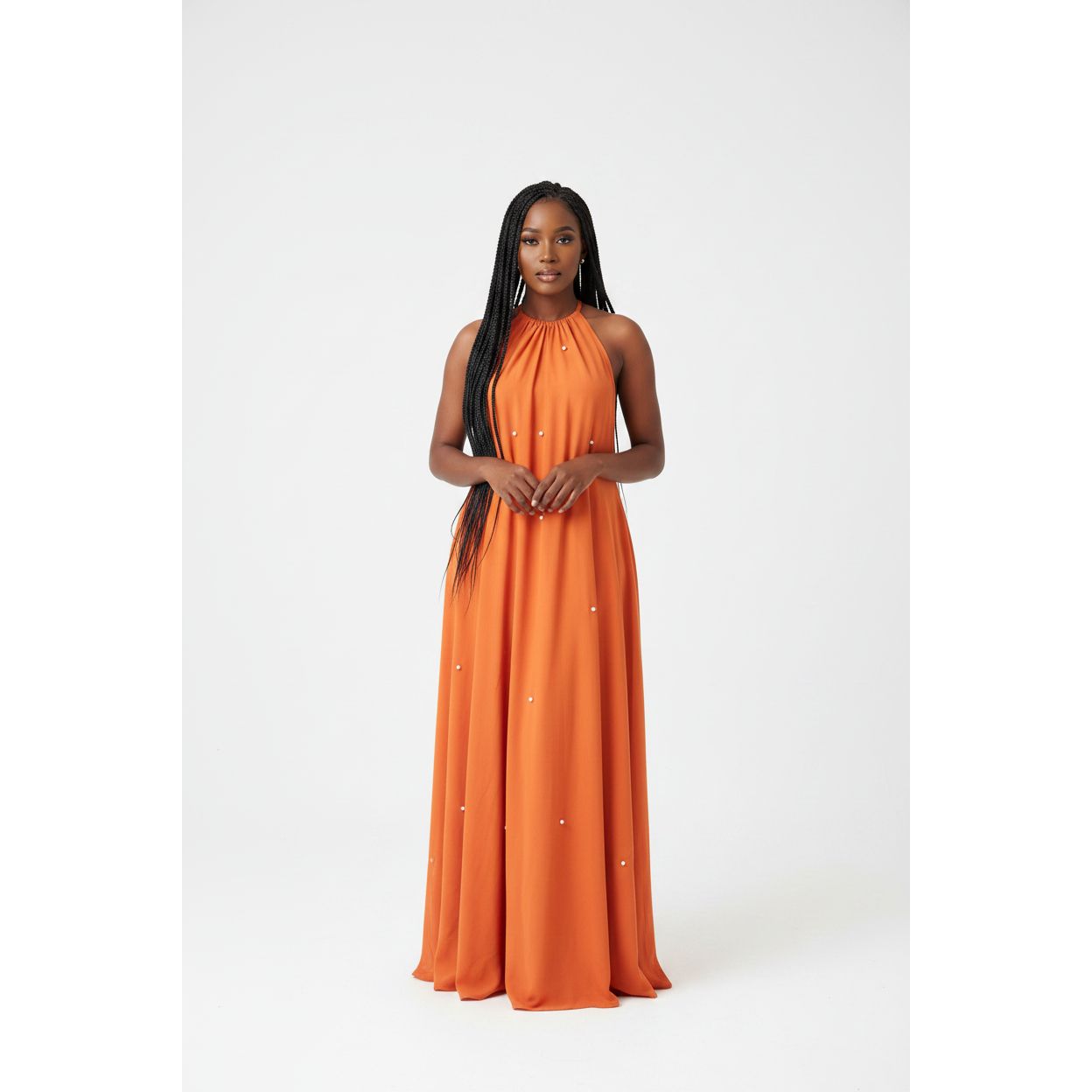 Pearls Sleeveless Maxi Dress