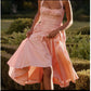 Vintage Bow Tie Front Drop Waist Midi Halter Dress.