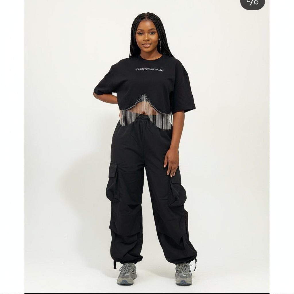 Side pocket high waisted cargo pant