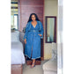 Long Sleeve Waist Belt Denim Trench Maxi Dress