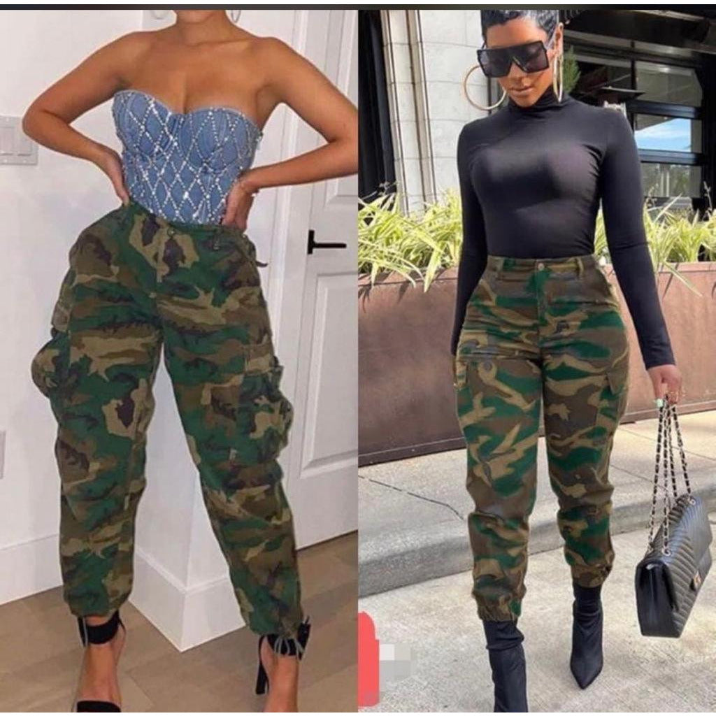 Buy Gillberry Pants Women's Pants High Waist Military Camouflage Loose Pants  Trousers Small Camouflage at Amazon.in