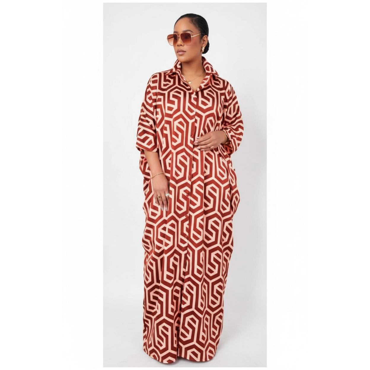 Vintage Short Sleeve Maxi Dress