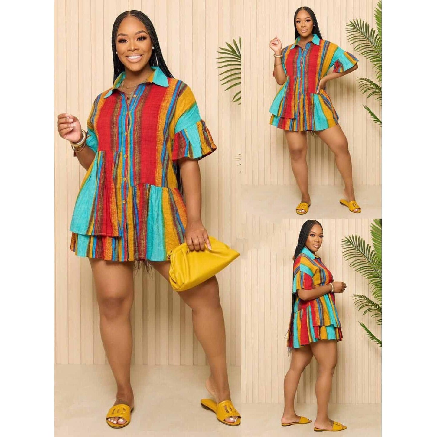 Short Sleeve Lapel Dress