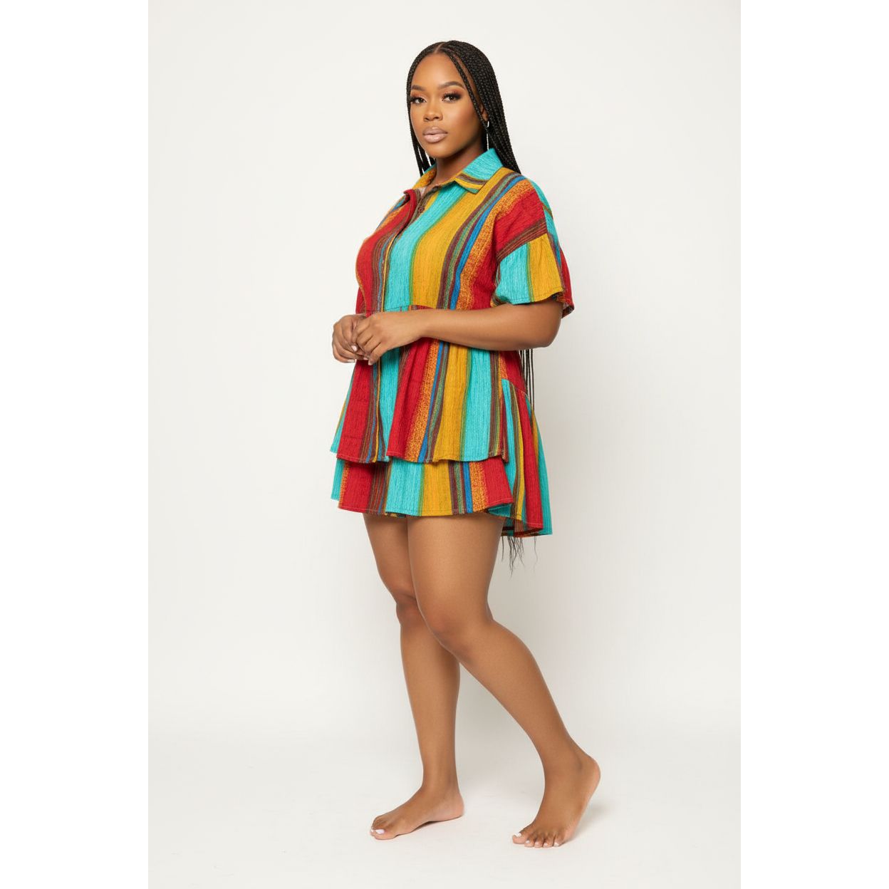 Short Sleeve Lapel Dress